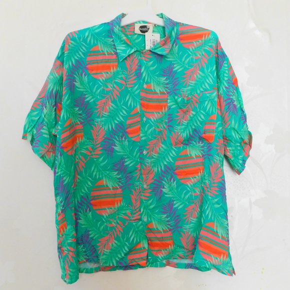 Boardies Rising Palms Men's Swim Shirt. NWT. Small. Green. Orange. Purple - Picture 3 of 5